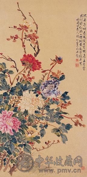 丁宝书 牡丹 立轴 设色纸本