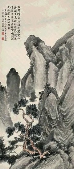 高邕 1909年作 山水 立轴 设色纸本