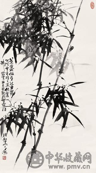 韩敏 风竹栖蝉图 立轴 水墨纸本