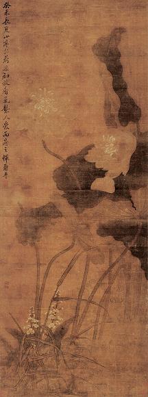 恽寿平 荷渠初放图 立轴 设色绢本