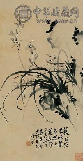 李鱓 萱草兰花 轴 纸本水墨