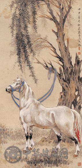 熊松泉 1944年作 骏马图 立轴 设色纸本