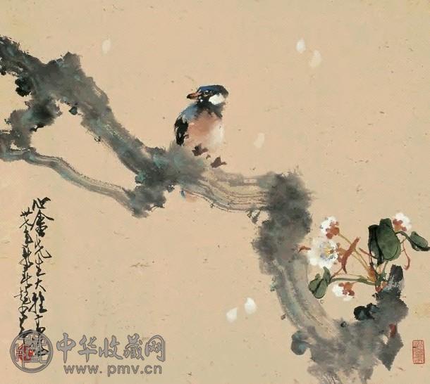 赵少昂 1948年作 山花小鸟 镜心 设色纸本