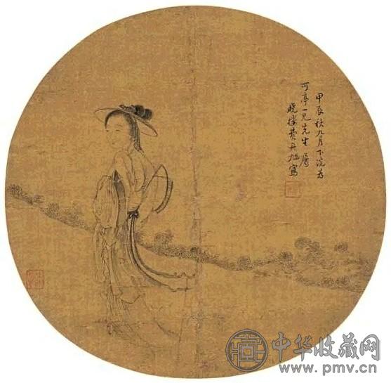 清 费丹旭 仕女 镜心