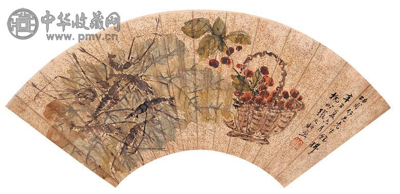 张大壮 1961年作 虾趣 镜心 设色纸本