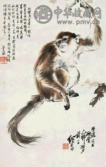 近现代 刘继卣 攀猿图 轴