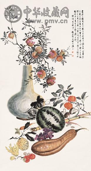 张大壮 蔬果图 立轴 设色纸本