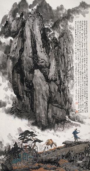 颜梅华 李白诗意图 立轴 设色纸本