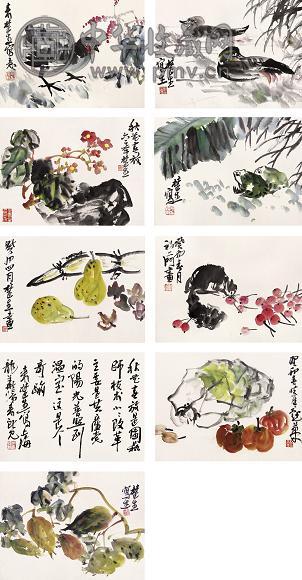 来楚生 秋花春放图册 册页 设色纸本