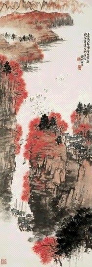 钱松嵒 毛主席词意 立轴 设色纸本