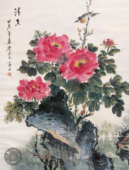 乔木 清香图 镜心 设色纸本