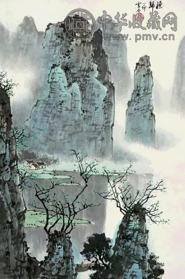 白雪石 1987年 渔归 立轴 设色纸本