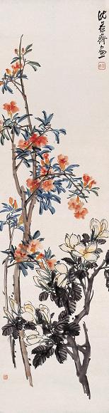 沈一斋 玉棠富贵 立轴 设色纸本