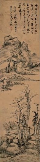清 奚冈 仿云林山水 轴