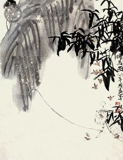 史国良 捕鸟图 镜心 设色纸本