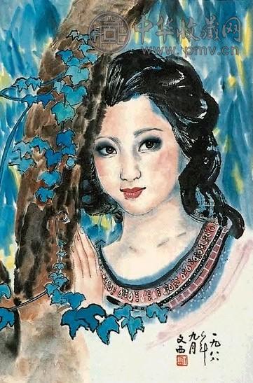 刘文西 少女 立轴 设色纸本