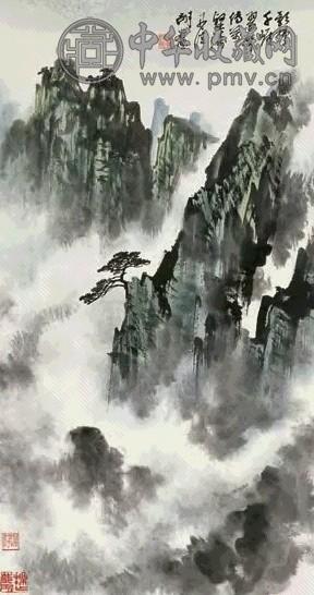 胡若思 群峰云起图 立轴 设色纸本