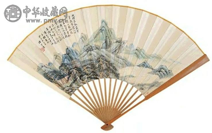 陈曾寿 1943年作 天目山云海 扇面 设色纸本
