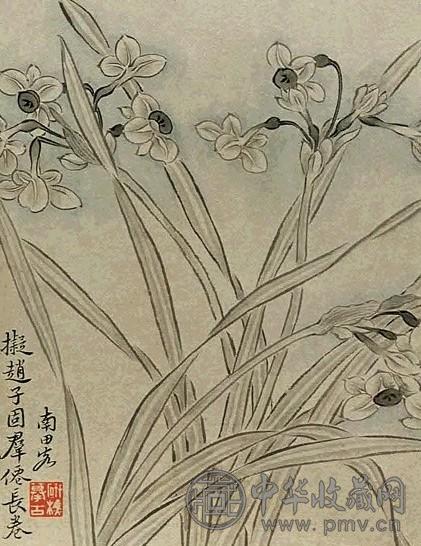 恽寿平 水仙 镜片 设色纸本