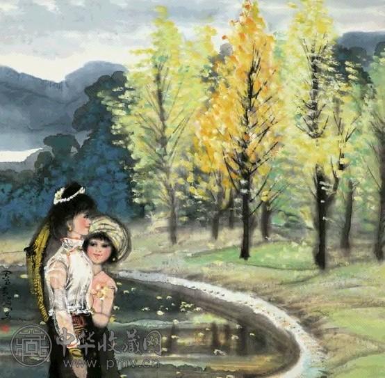 近现代 周昌谷 少女 镜心