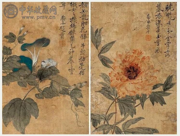 恽寿平 花卉 册页 设色绢本