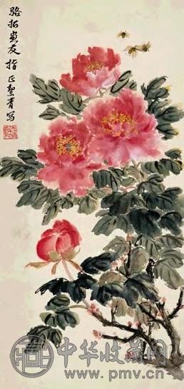 胡絜青 牡丹花 镜心