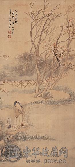 顾洛 仕女 立轴 纸本