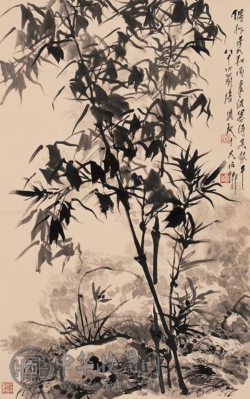 唐云 1993年作 风来簌簌 镜心 水墨纸本