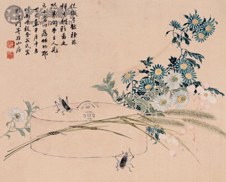彭旸 丁巳(1917年)作 促织 镜心 设色纸本