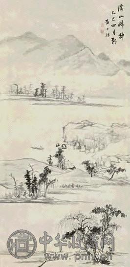 查士标 1665年作 溪山归棹图 立轴 水墨纸本