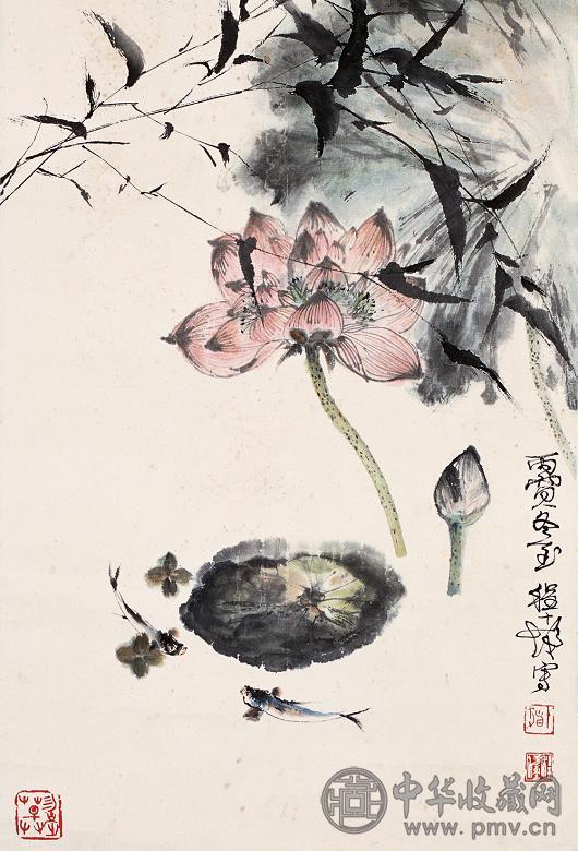 程十发 1986年作 荷花 立轴 设色纸本