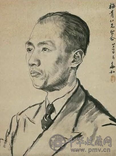 蒋兆和 近代 梅青像 镜心