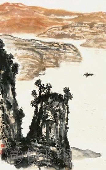 方济众 山水 镜心 纸本