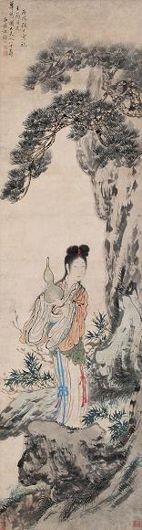 顾洛 麻姑献寿 立轴 纸本