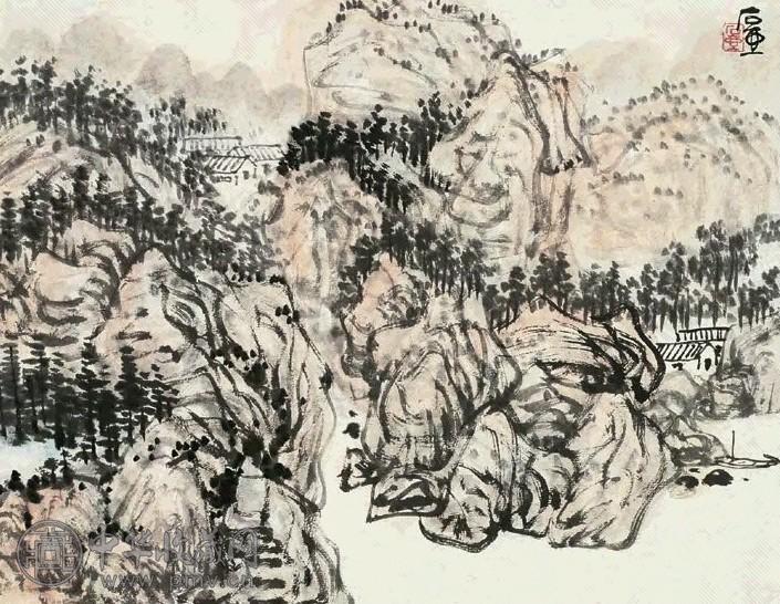 陈子庄 山水 镜心 设色纸本 陈子庄 山水 镜心 设色纸本