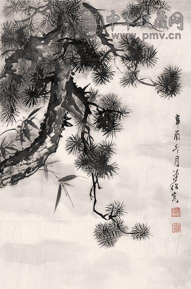 溥松窗 双清 镜心 设色纸本