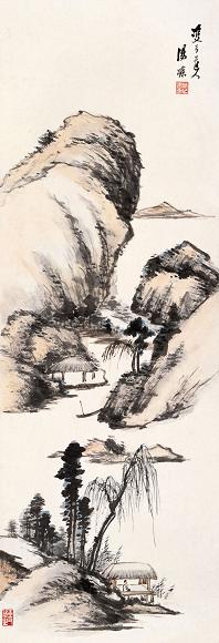 汤涤 山水 立轴 纸本