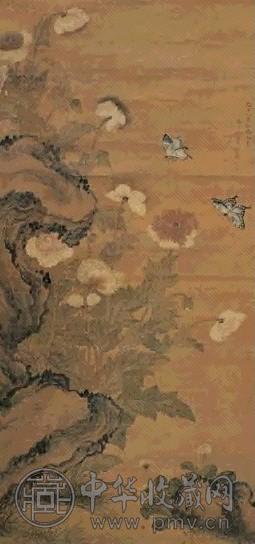 蒋廷锡 1725年作 花卉 立轴 设色绢本