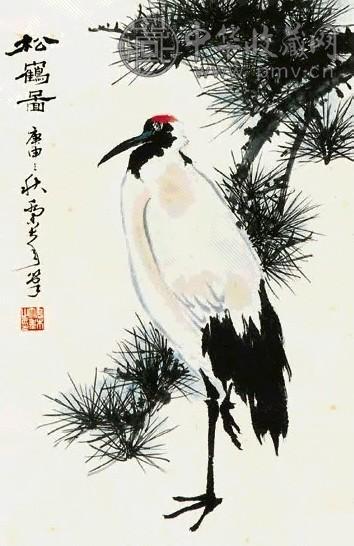 乔木 松鹤图 立轴 纸本