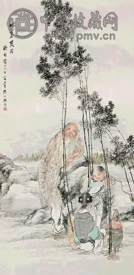 沈兆涵 竹裹煎茶图 立轴 纸本、设色