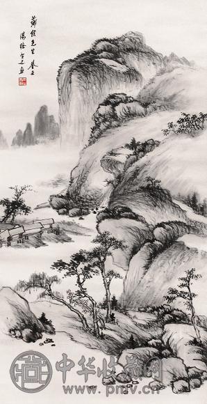 汤涤 仿古山水 立轴 设色纸本