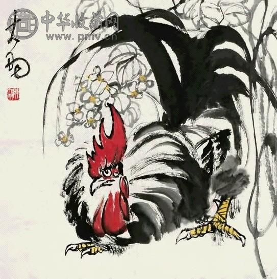 陈大羽 雄鸡 立轴 设色纸本