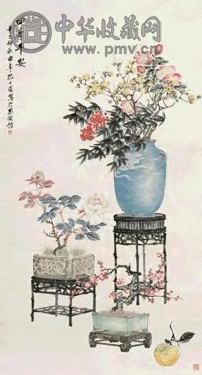 孔小瑜 辛巳(1941年)作 四季平安 立轴 设色纸本