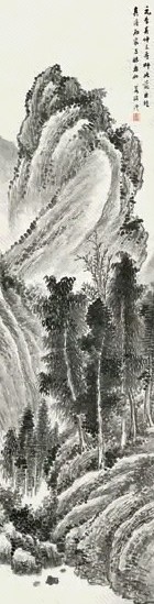 顾沄 晴岚叠翠 立轴 水墨纸本