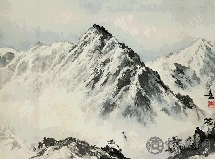 近现代 黄幻吾 雪山 轴