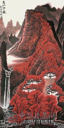 李行简 万山红遍 镜心