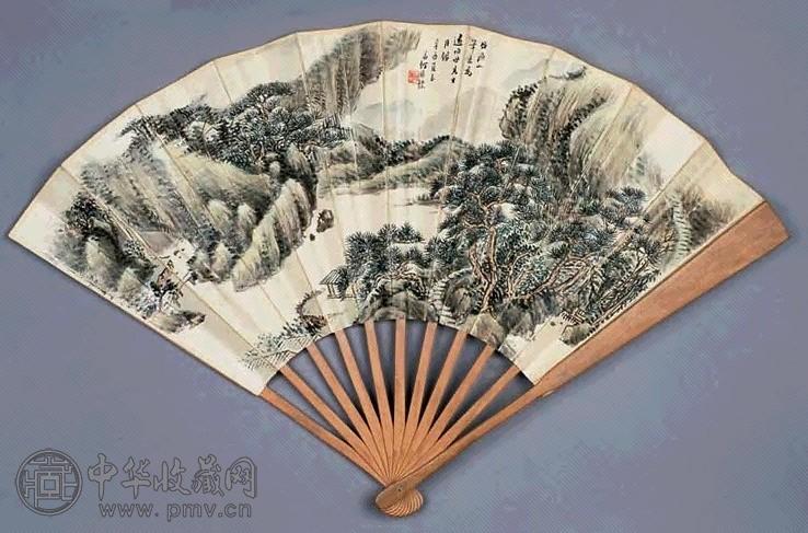 何维朴 1921年作 山水 扇面 设色纸本