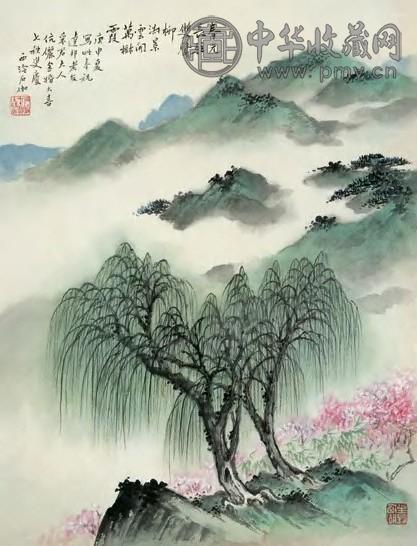 申石伽 春光长驻 镜框 设色纸本