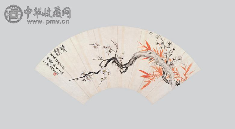 商笙伯 双清 扇面 纸本