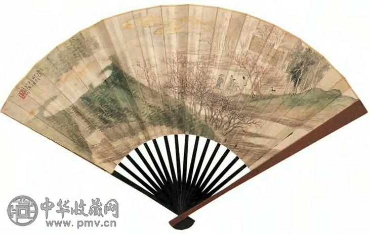 吴榖祥 桃源图 成扇 设色纸本